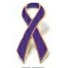 Metal Awareness Ribbon Lapel Pin (Purple)