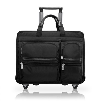 CLINTON | 17" Black Nylon Detachable-Wheeled Laptop Case | McKleinUSA