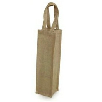 Jute Single Bottle Wine Tote Bag