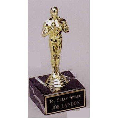 Classic Gold Figure Achievement Award w/ Genuine Black Marble Base (7 1/2")