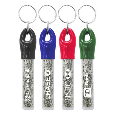 US Recycled Currency Filled Cylinder Shaped Key Chain