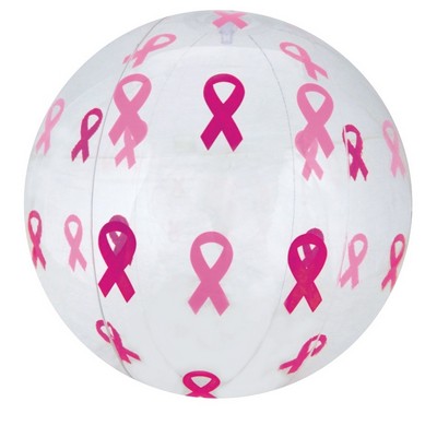 16" Inflatable Alternating Clear w/ Pink Ribbons Beach Ball