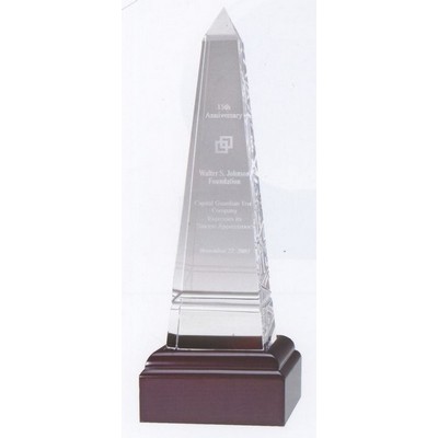 Small Grooved Optical Crystal Obelisk Award