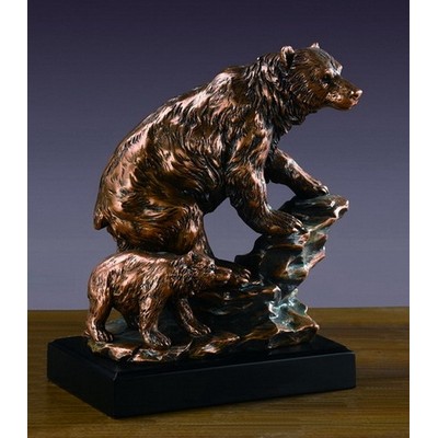 Bear with Cub Trophy on Rectangle Base (7.5"x9.5")