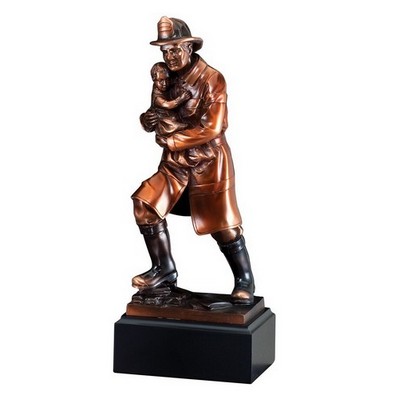 American Hero Fireman with Child 11 1/2"H