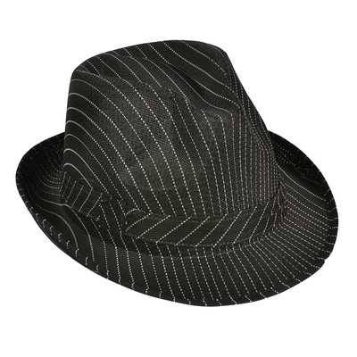 Black Pinstripe Fedora Hat