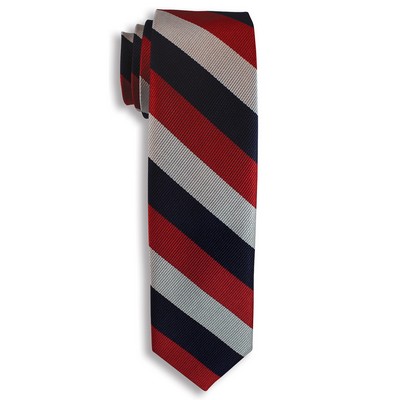 City Collection Gray/Navy/Red Striped Narrow Tie