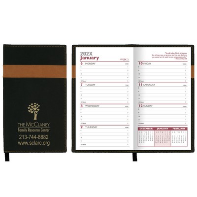 Joliett Series Soft Cover 2 Tone Vinyl Weekly Planner w/ Map / 2 Color