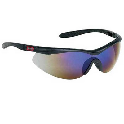 Single Piece Lens Wraparound Safety/Sun Glasses Blue Lens