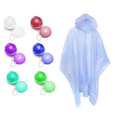 Portable Rain Poncho w/Keychain Ball