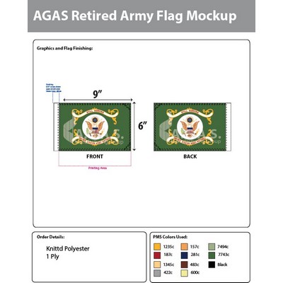 Army Retired Motorcycle Flags 6x9 inch