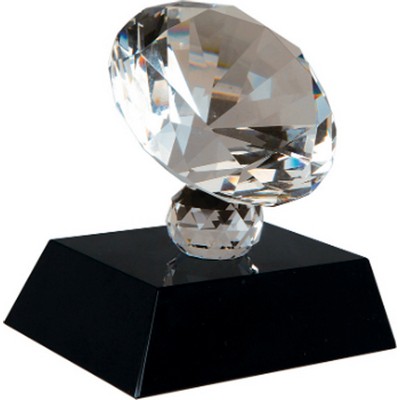 3 1/2 inch Crystal Diamond On Black Pedestal Base