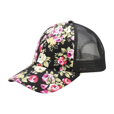 Floral Print Mesh Cap