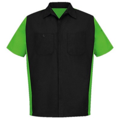 Red Kap™ Unisex Short Sleeve Crew Shirt - Black/Green Contrast