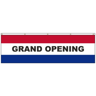 Grand Opening 3' x 10' Message Flag with Heading and Grommets Across the Top