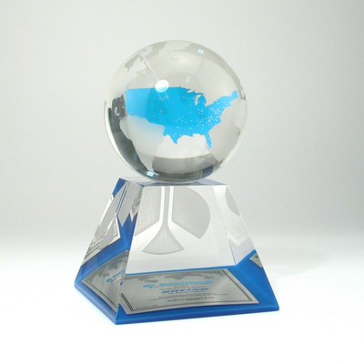 3 1/2" Sphere Lucite® Embedment Award on Base (4" x 4" x 3")