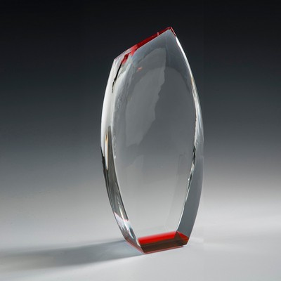 9" Granum Crystal Award w/Red Accent