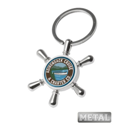 Ship's Wheel Metal Keychain- Full Color