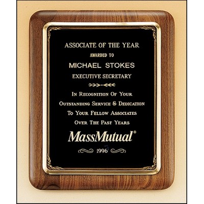 Solid American Walnut Plaque Award w/Antique Bronze Plated Metal Frame Casting (10.5"x13")