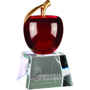 Red Apple Crystal Award, 6"