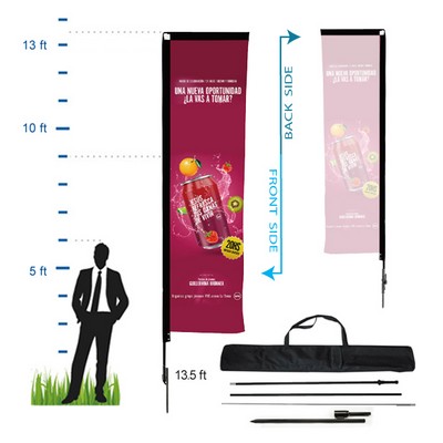 13.5' Rectangle Advertising Flag w/Single Sided Print (Kit 3)