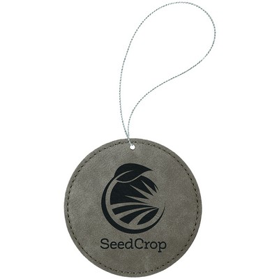 Gray Leatherette Round Ornament