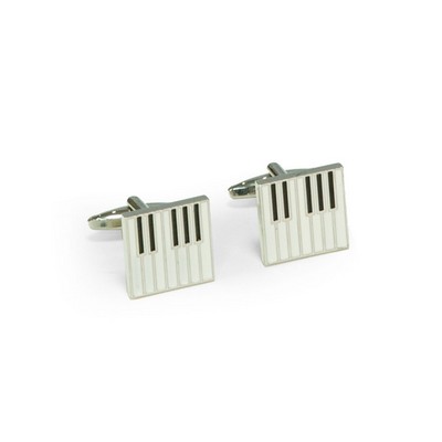 Rhodium Plated Cufflinks Piano Keyboard