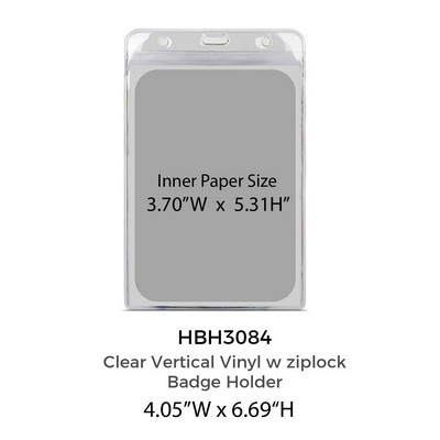 3.19" x 4.67" Clear Vertical Vinyl w/Ziplock Badge Holder