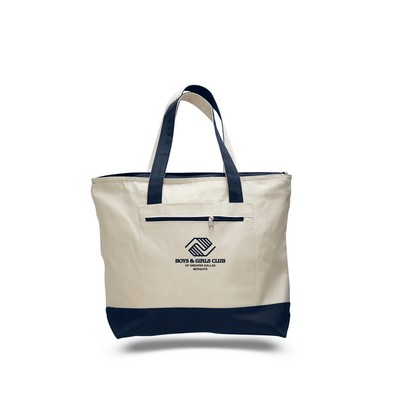 2-Tone Canvas Tote--Natural/Navy (1-Color Imprint)