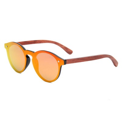 Rose Wood Sunglasses - Red Mirror Lenses