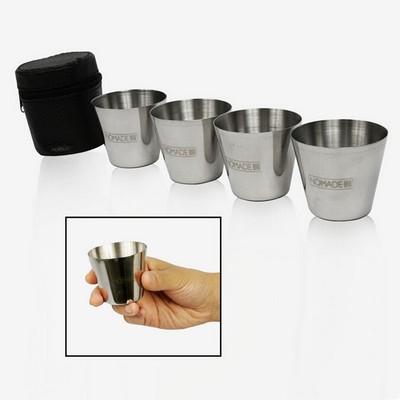 Stainless Steel Shot Glass Set Kit Including 4 Cups