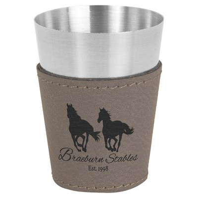 2oz. Gray Leatherette & Stainless Steel Shot Glass