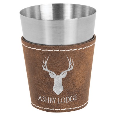 2oz. Rustic/Silver Leatherette & Stainless Steel Shot Glass