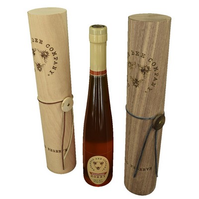 Custom round birch veneer wooden wine gift box - 12.5"h x 3.375"d Internal