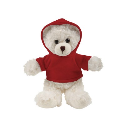 soft plush Cream Curly Sitting Bear with hoodie