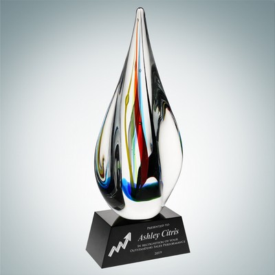 Art Glass Candy Stripes Award w/ Black Base