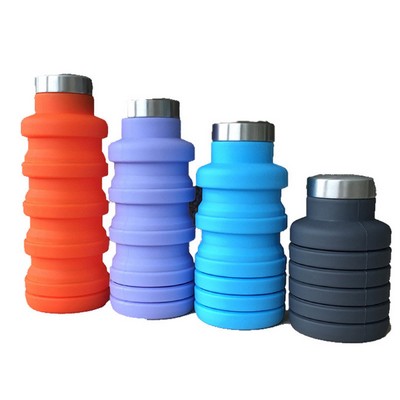 17 OZ Collapsible Travel Bottle with Stainless Steel Cup