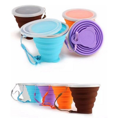 9 Oz. Silicone Foldable Coffee Cup w/Lid