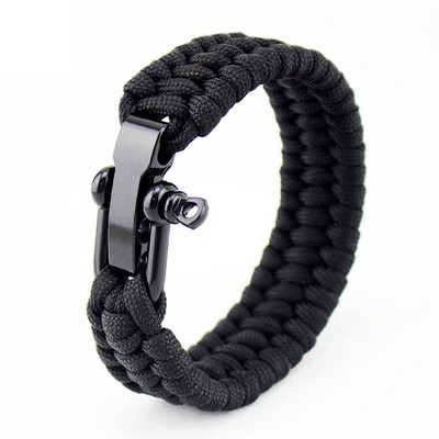 Survival Bracelet with Black Bow Shackle