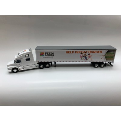 White Volvo 770 w/ 53' Trailer, double rear doors-1/64 scale die cast