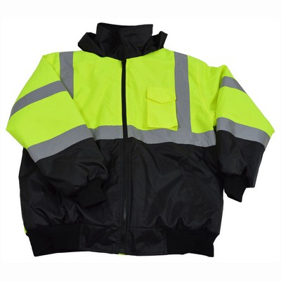 ANSI Class 3 Lime /Black Two Tone Quilted Waterproof Bomber Jacket