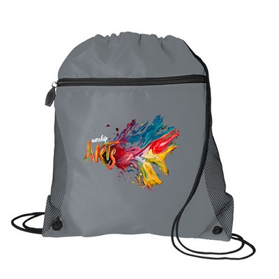 Mesh Pocket Drawstring Backpack - Full Color Transfer (14" x 16)