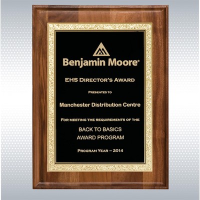 Walnut Rectangle Plaque w/Black Brass Engraving Plate (8" x 10")