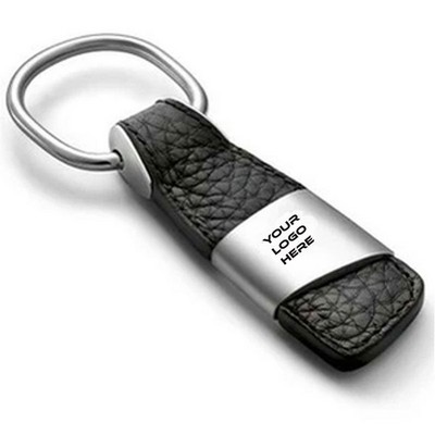 Genuine Leather Metal Strap Keychain