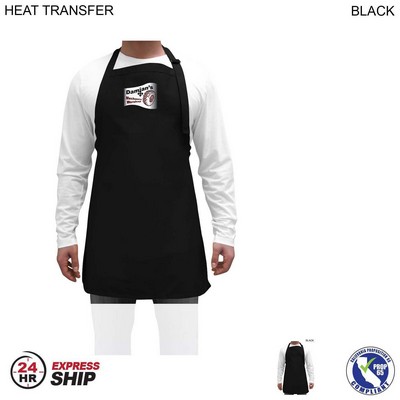 24 Hr Express Ship - Twill Bib Apron, 25x28, No Pockets, Adjustable Neck, Heat Transfer logo