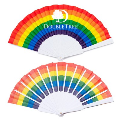 Rainbow Plastic Folding Fan