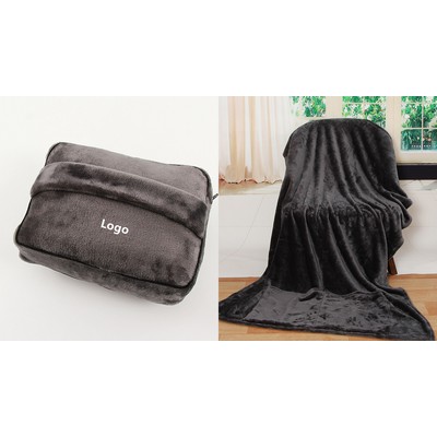 Soft Travel Blanket Pillow Airplane Blanket Packed in Soft Bag Pillowcase with Hand Luggage Belt