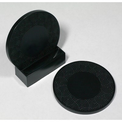 2-Pc Round Swirl Pattern Coaster Set w/Base