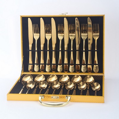 24 Pcs Stainless Steel Cutlery Set with Wooden Case