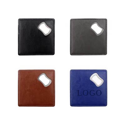 Square Leatherette Coaster w/ Bottle Opener